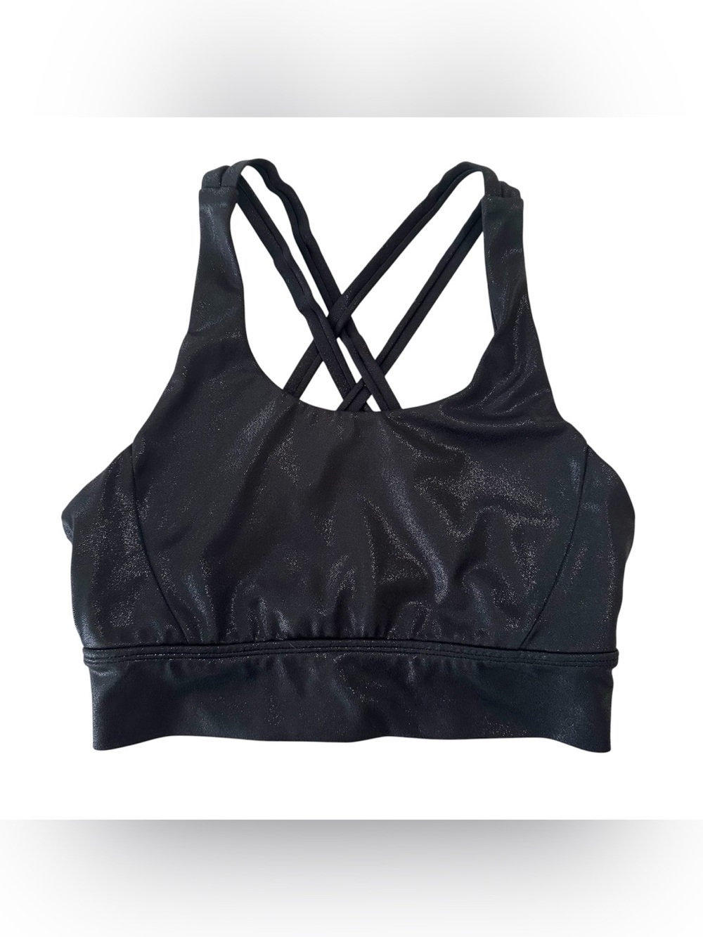 Buff Bunny Rosa Black Shimmer Strappy Back Sports Bra Womens Small Workout Gym
